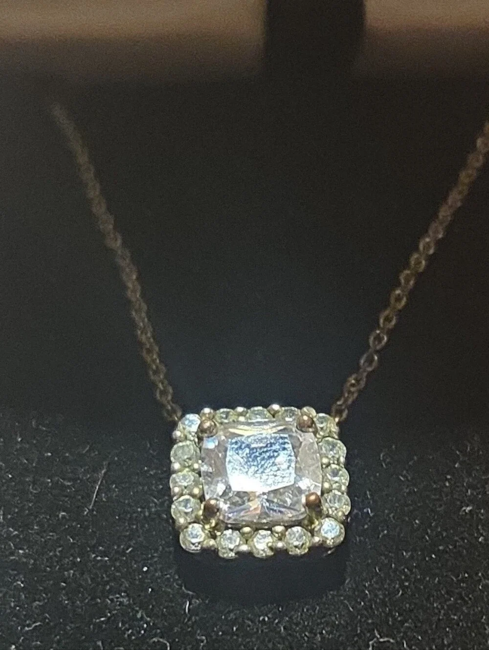 KAY JEWELERS Halo Square Cubic Zirconia Pendant Necklace - 925/MM stamp NEW